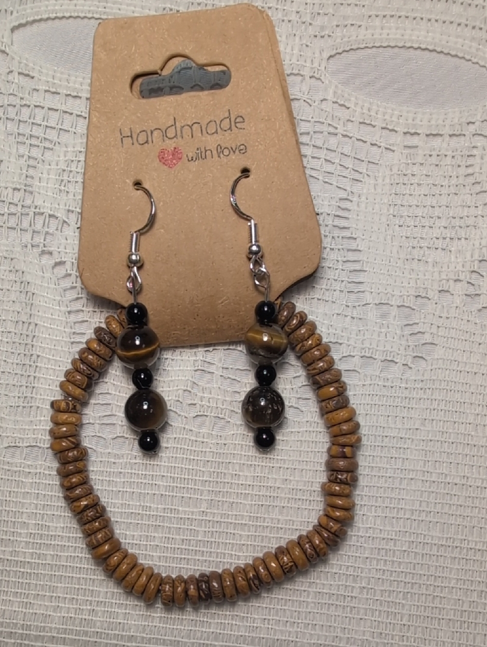 Handmade Tiger Eye Natural Gemstone Bracelet And Earring Set